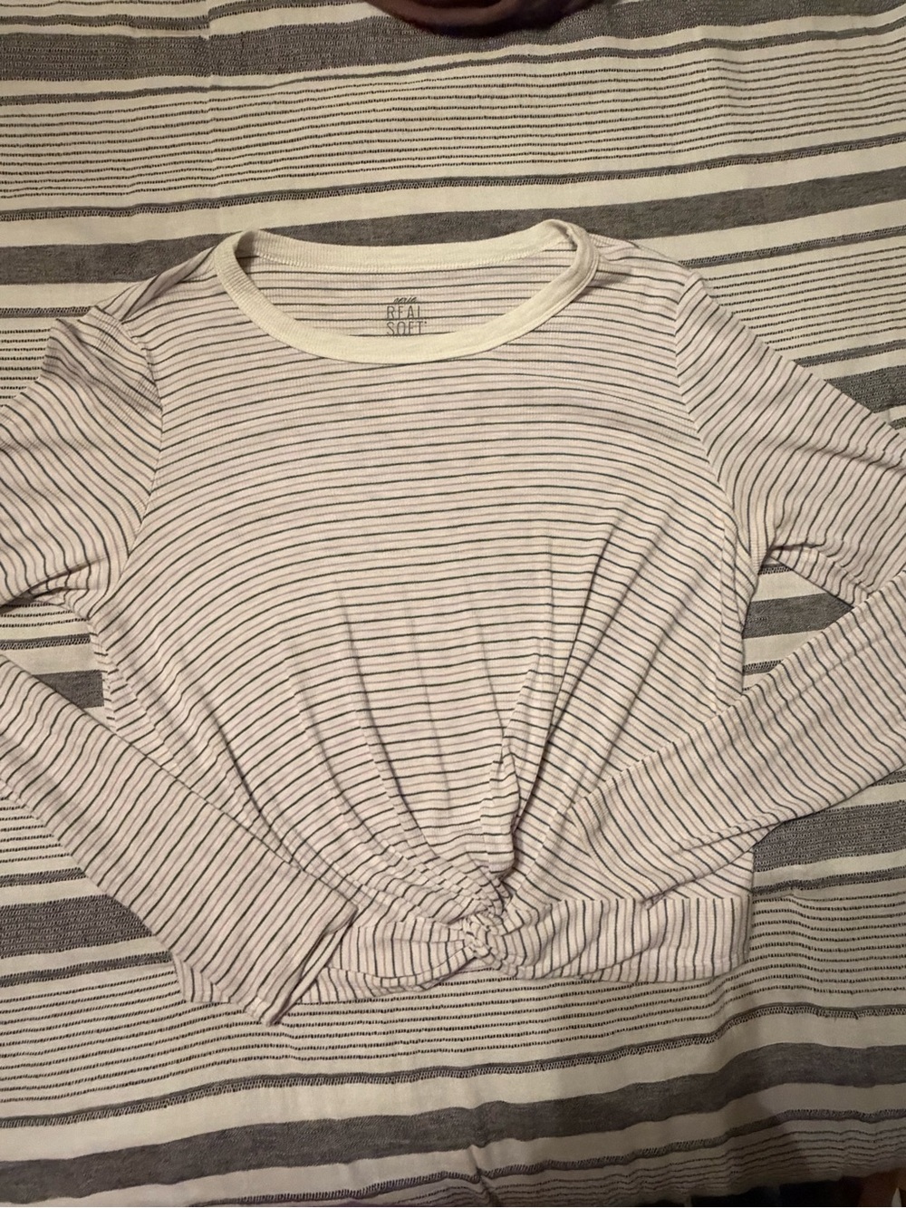 Aerie Striped Long Sleeve Twist-Front Tee